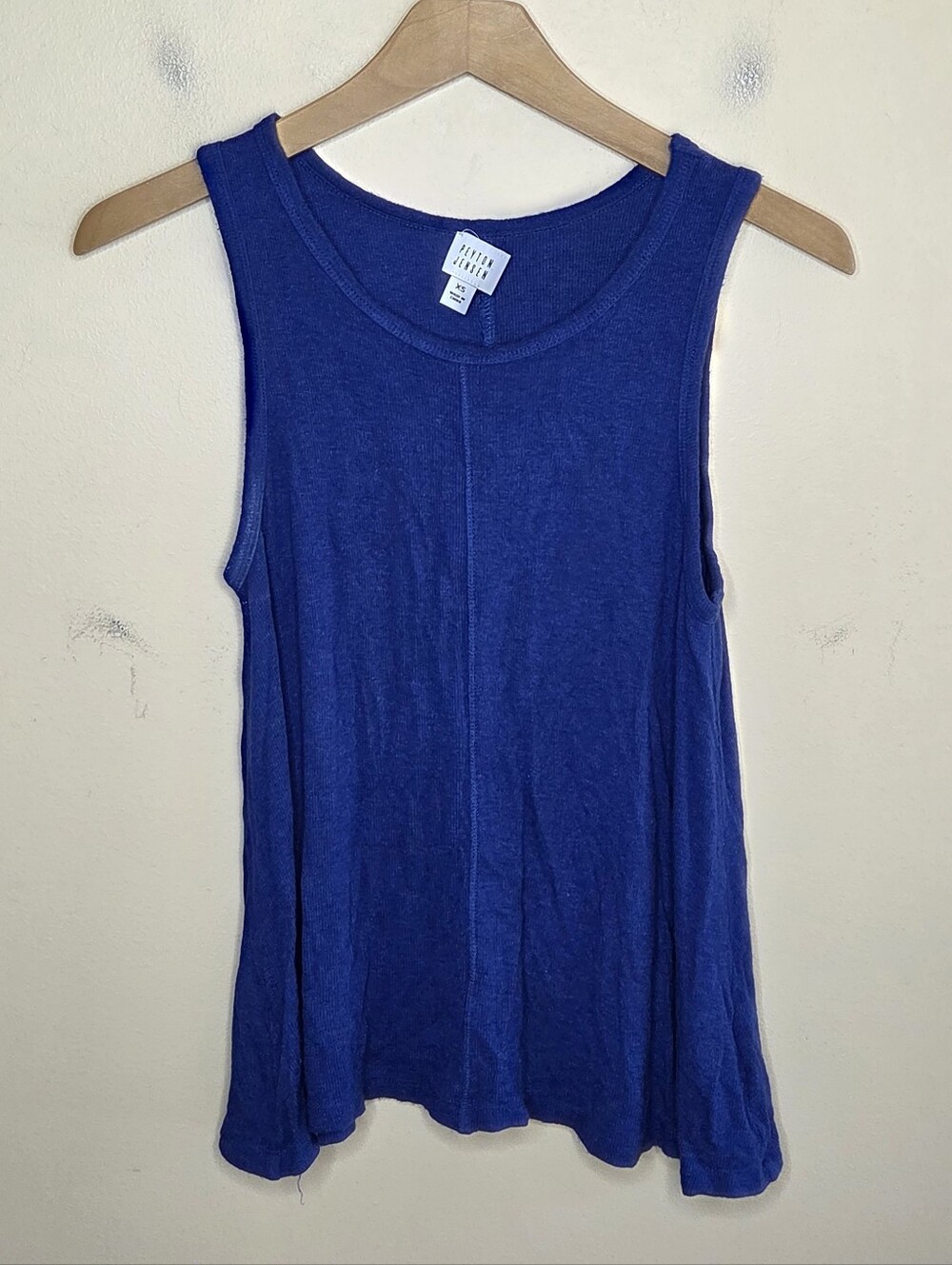 Peyton Jensen Evereve Blue Ribbed Tank Top Size XS Classic Casual Summer Spring